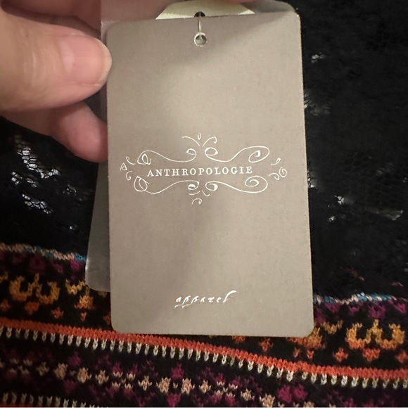 Anthropologie Sparrow Sweater Dress Large Striped Fair Isle Short Sleeves Lace - Picture 13 of 15